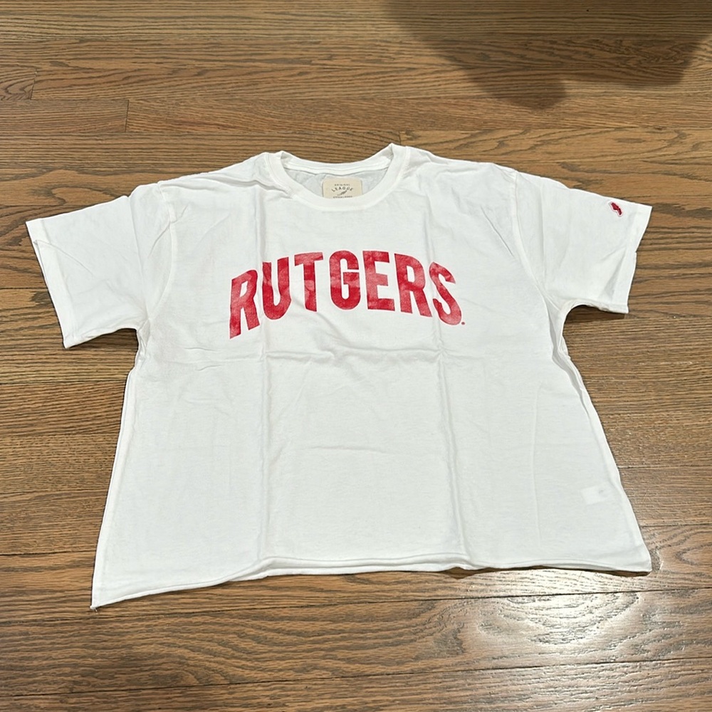 White Rutgers crop top.